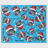 Aarde met Kerstmis een kerstman Cadeaupapier (Vlak)