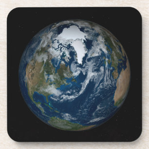 Aarde met wolken en Zee 2 Bier Onderzetter