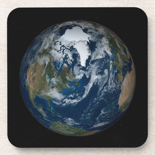 Aarde met wolken en Zee 2 Bier Onderzetter (Voorkant)