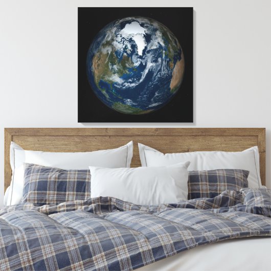 Aarde met wolken en Zee 2 Canvas Afdruk (Insitu (Slaapkamer))