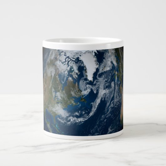 Aarde met wolken en Zee 2 Extra Grote Beker (Voorkant)
