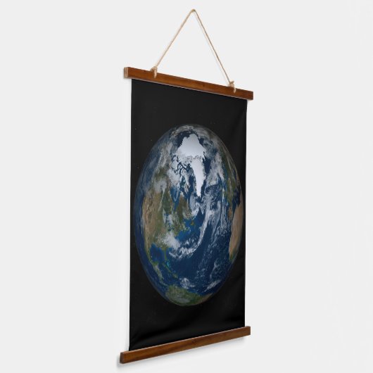 Aarde met wolken en Zee 2 Hangend Wandkleed (Gebogen)