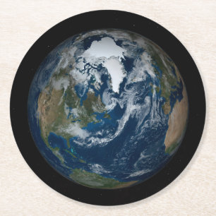 Aarde met wolken en Zee 2 Ronde Kartonnen Onderzetter