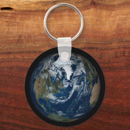 Aarde met wolken en Zee 2 Sleutelhanger (Voorkant)