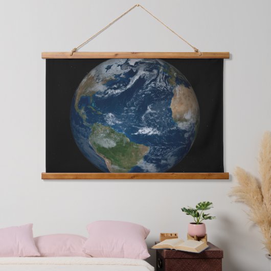 Aarde met wolken en Zee Hangend Wandkleed (Slaapkamer)