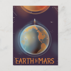 Aarde naar Mars Retro Sci-fi poster Briefkaart
