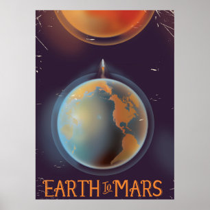 Aarde naar Mars  Sci-Fi-poster Poster