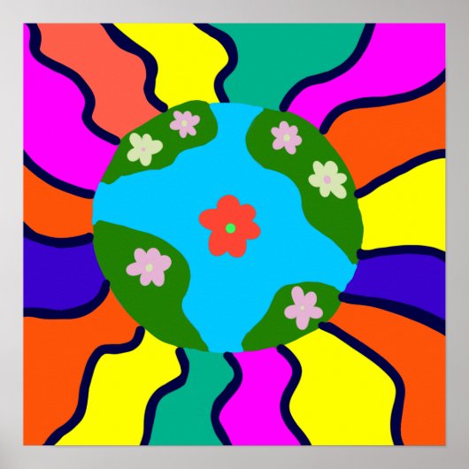Aarde Retro Vibes Kunst Poster (Voorkant)