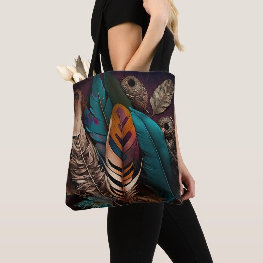  AARDE TONED BOHO FEATHERS DRAAGTAS (Dichtbij)