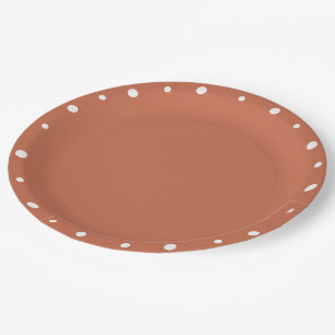 Aarde Tones Terra Cotta Witte Polka Dots Papieren Bordje