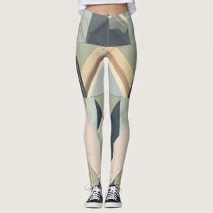 Aarde toon art deco geometrisch patroon leggings