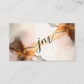 Aarde-toon en gouden Abstracte Waterverf Monogram Visitekaartje (Voorkant)