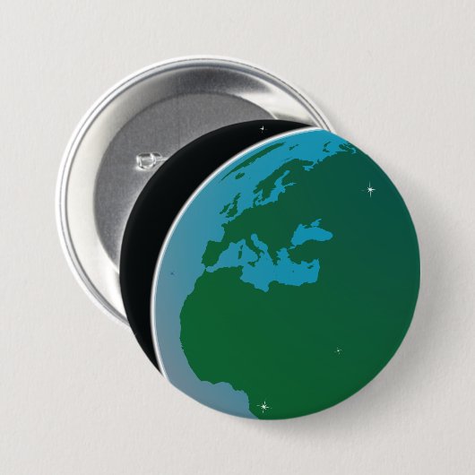 Aarde uit de ruimte ronde button 7,6 cm (Voorkant /achterkant)