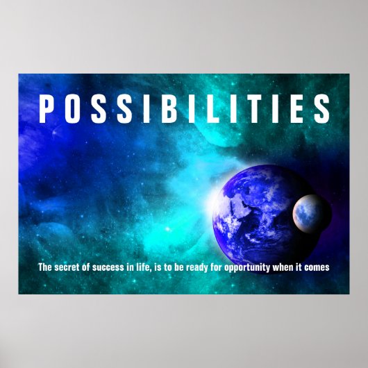 Aarde uit ruimte-mogelijkheden succescitaat poster (Voorkant)
