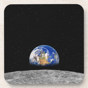 Aarde van de planeet over Moon Bier Onderzetter