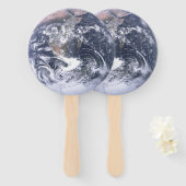 Aarde van de planeet vanaf dag van de ruimtevaart handwaaier (Voorkant en achterkant)