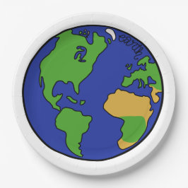 Aarde van het zonnestelsel papieren bordje