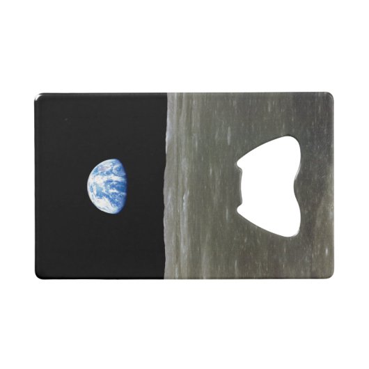 Aarde van maan in zwarte ruimte: aardopgang kredietkaart flessenopener (Voorkant (Horizontaal))