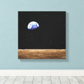 Aarde vanaf het maanoppervlak canvas afdruk (Insitu (Houten vloer))