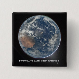 Aarde vanuit Artemis II Vierkante Button 5,1 Cm