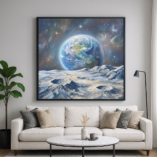 Aarde vanuit de maan - Impressionistische schilder Poster