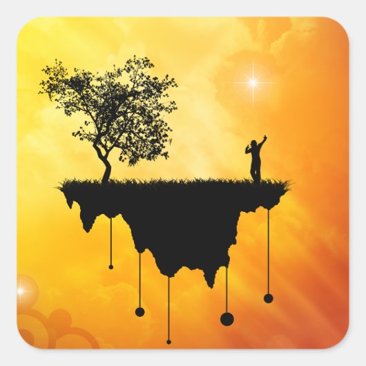 Aarde Vierkante Sticker (Voorkant)