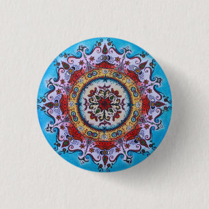 Aarde-water-vuur... Mandala Pin Button