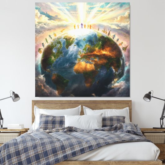 *~* Aarde Wereld Lichte Eenheid AP70 Goed Canvas Afdruk (Insitu (Slaapkamer))