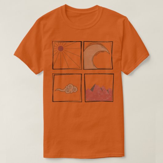 Aarde Windvuur en water 4 elementen  bohem T-shirt (Design voorkant)