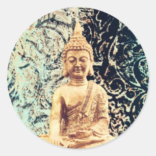 Aarde Zit Buddha Elegante Zen Verlichting Ronde Sticker