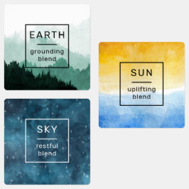 Aarde, Zon, en Hemel Etherische Olielabels Labels