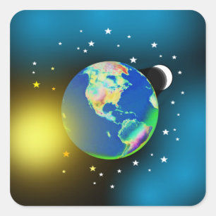 Aarde, zon en maan Stickers