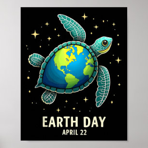 Aardedag 2025 Herstel Aarde Zeeschildpad Kunst Red Poster