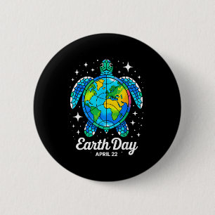Aardedag 2026 Herstel Aarde Zee Aardedag Schildpad Ronde Button 5,7 Cm