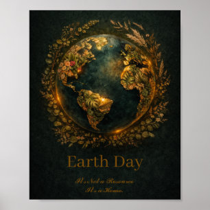 Aardedag Donkere Botanische Krans Natuurliefhebber Poster