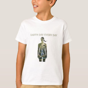 Aardedag Elke Dag Moeder Natuur Silhouet Kunst T-shirt