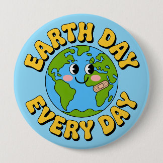 Aardedag elke dag Schattige glimlachende aarde Mil Ronde Button 4,0 Cm