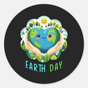 Aardedag Schattige Aardedag Ronde Sticker