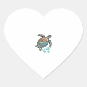 Aardedag Zee Schildpad Vintage Gravure Shirt Ontwe Hart Sticker