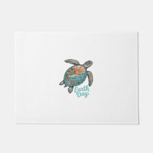 Aardedag Zeeschildpad Vintage Gravure Shirt Ontwer Deurmat