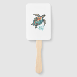 Aardedag Zeeschildpad Vintage Gravure Shirt Ontwer Handwaaier