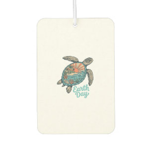 Aardedag Zeeschildpad Vintage Gravure Shirt Ontwer Luchtverfrisser