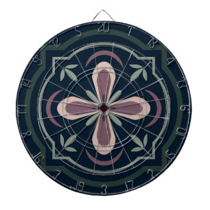 aardekleurige bloemige geometrische tegels dartbord