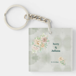 Aardetinten Bloemen Boho Elegante Saliegroen Sleutelhanger