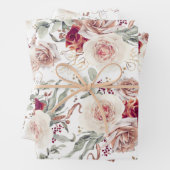 Aardetinten bloemmotief watercolorpatroon inpakpapier vel (In situ)