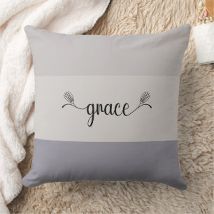 Aardetinten gestreepte 'Grace' script throw kussen