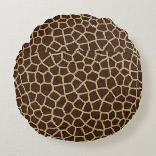 Aardetinten Giraffeprint Patroon Decorative Worpku Rond Kussen