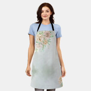 Aardetone Bloemen Boho Elegant Saliegroen Schort