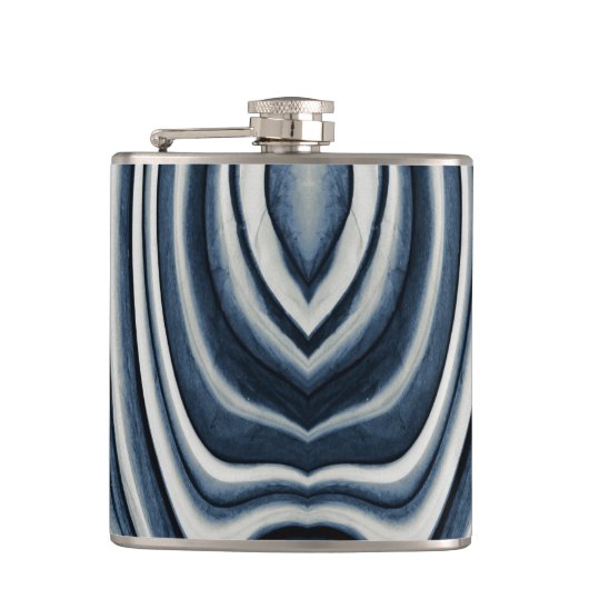 Aardetonen Blauw Abstract Patroon Heupfles (Voorkant)