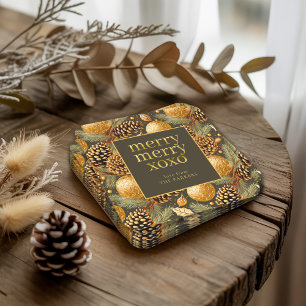 Aardetonen Kerstmispatroon#29 ID1009 Vierkante Kartonnen Onderzetter